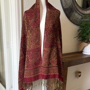 Pashmina Red and Gold Decorative Shawl/Scarf/Wrap